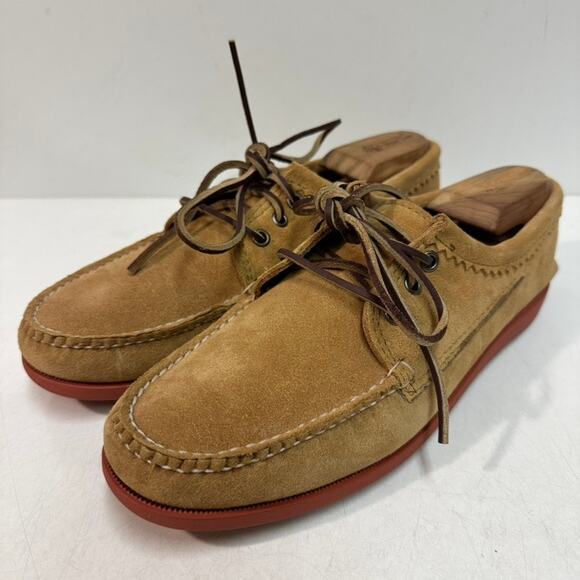 NWOT Quoddy Men’s Blucher Shoe Toast Suede Camp Moc Made in Maine USA 9.5 D - Picture 1 of 11